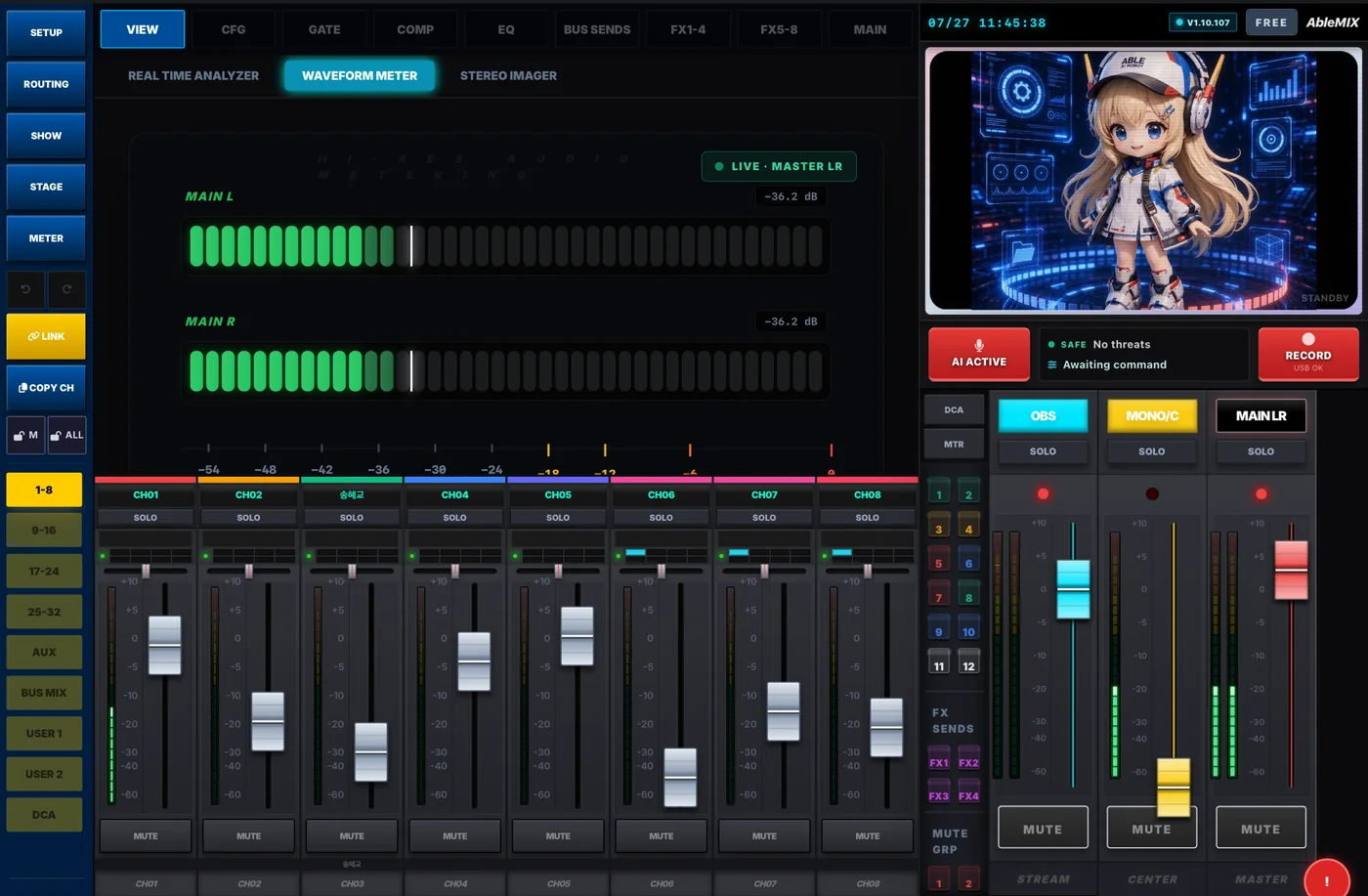 Waveform meter, hi-res metering